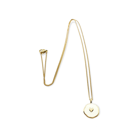 necklace steel with bronze element white gold heart4